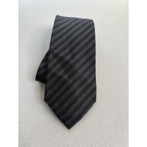 Kenneth Cole Reaction Black, Gray Striped/Geometric Pattern 100% Silk Tie NWOT
